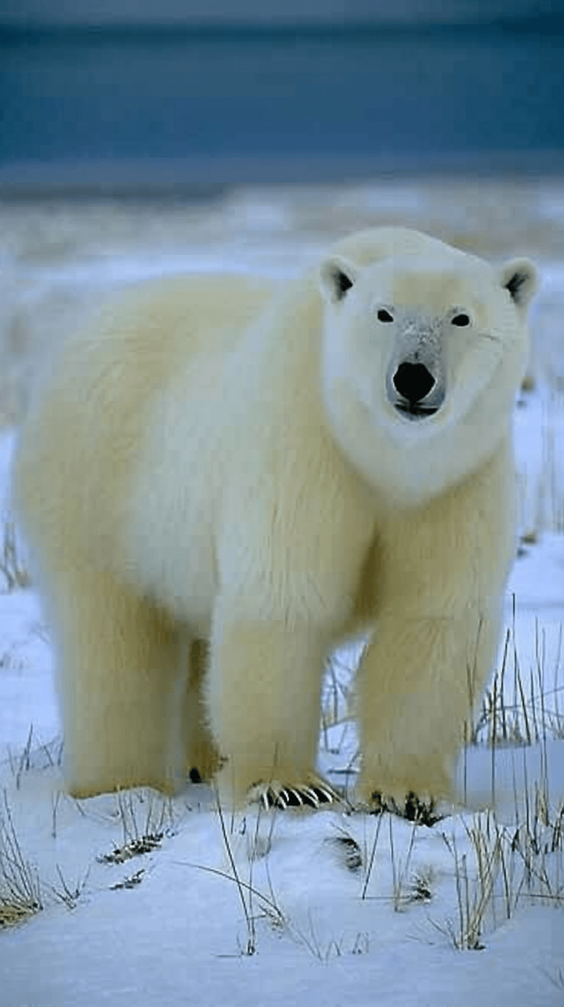 ホッキョクグマが北極の海氷上を歩く様子を再現した実写風画像。アザラシを狩る世界最大級の陸上肉食動物。