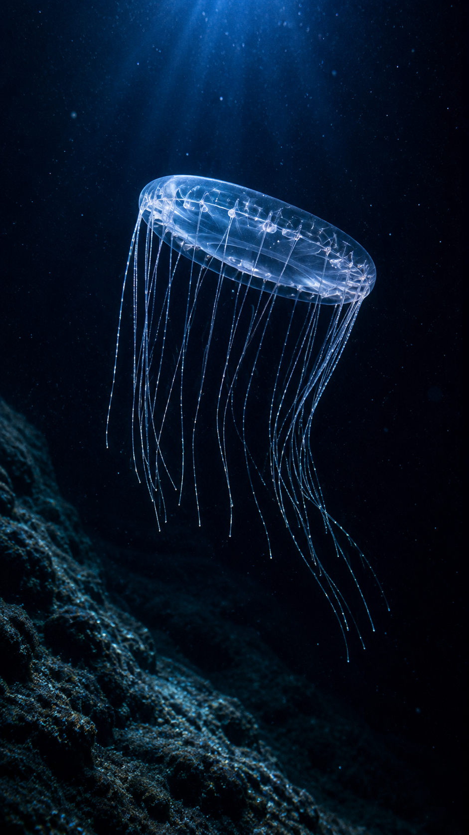 深海を漂うカッパクラゲ