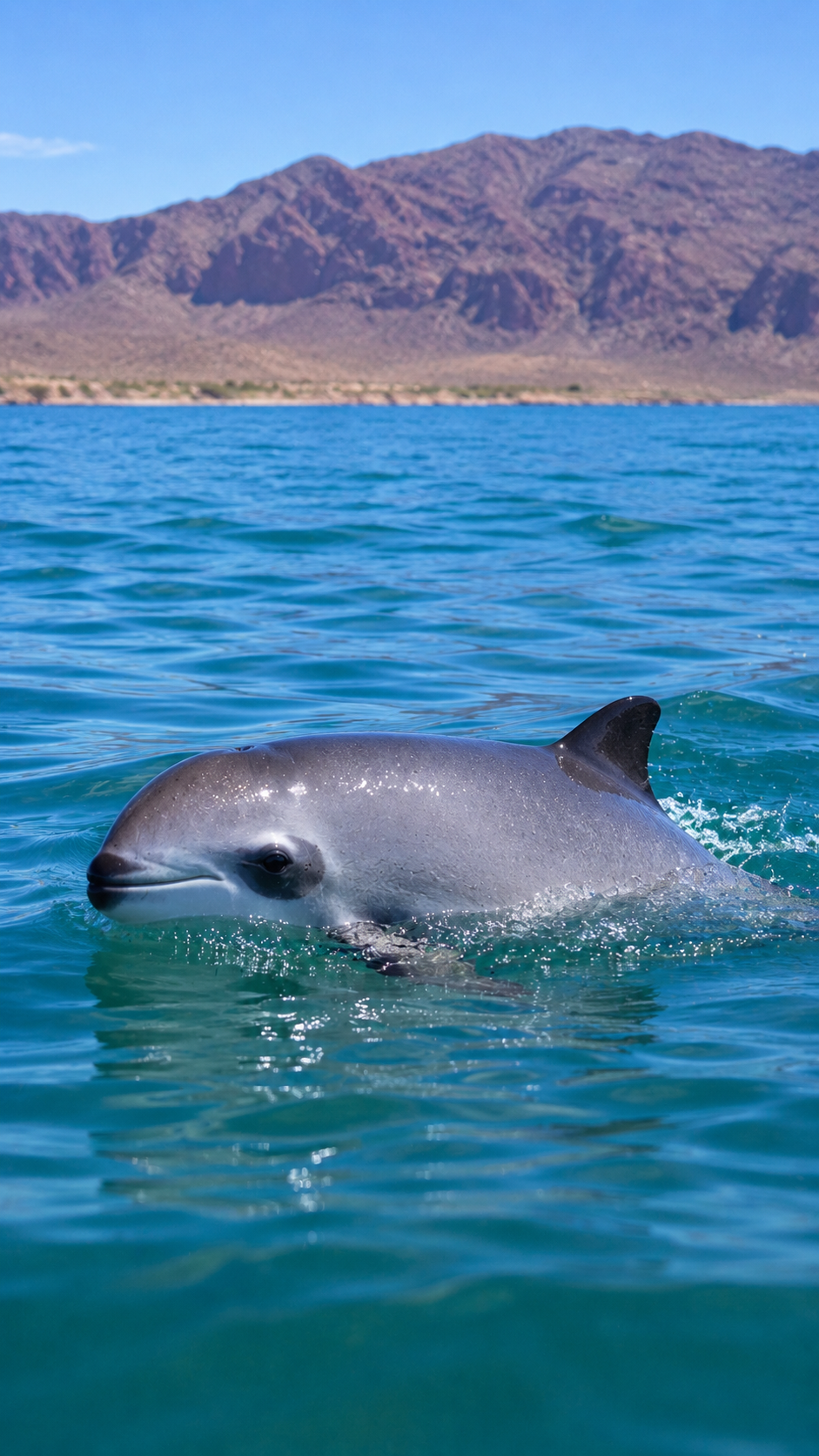カリフォルニア湾を泳ぐコガシラネズミイルカ