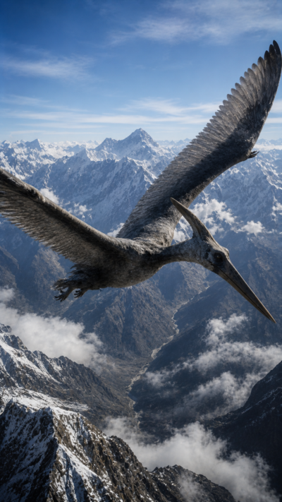 ヒマラヤの山々の上空を巨大な翼で滑空する伝説のUMAローペン