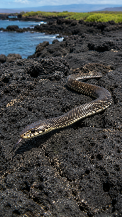 ガラパゴス諸島の溶岩岩場を素早く移動するガラパゴスレーサー