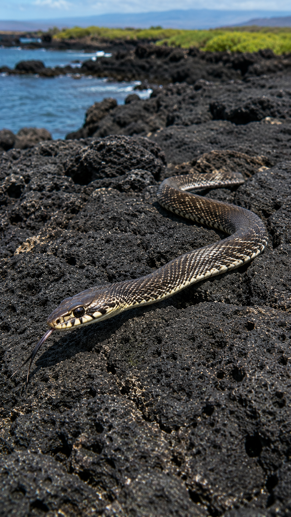 ガラパゴス諸島の溶岩岩場を素早く移動するガラパゴスレーサー