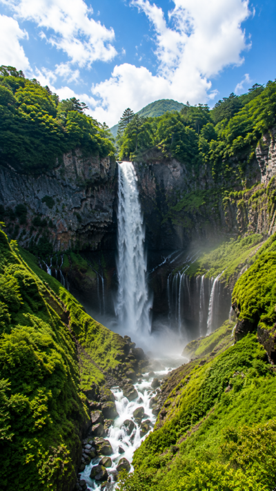高さ97mから豪快に流れ落ちる華厳の滝と豊かな自然の景観