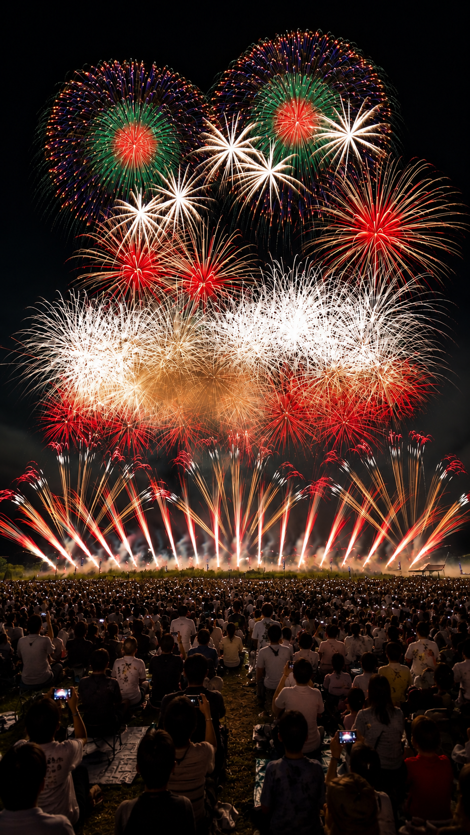 信濃川の夜空を彩る長岡まつり大花火大会の復興祈願花火フェニックス