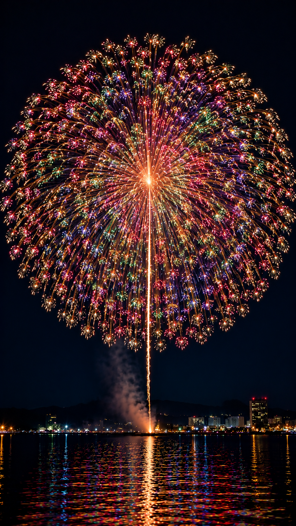 夜空いっぱいに無数の小花が広がる千輪花火