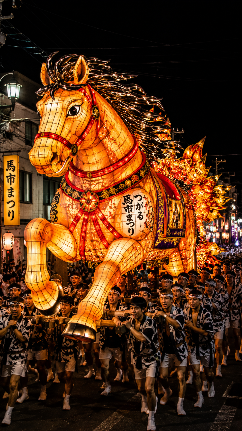 青森県つがる市で巨大な馬ねぶたが街を練り歩くつがる市馬市まつり