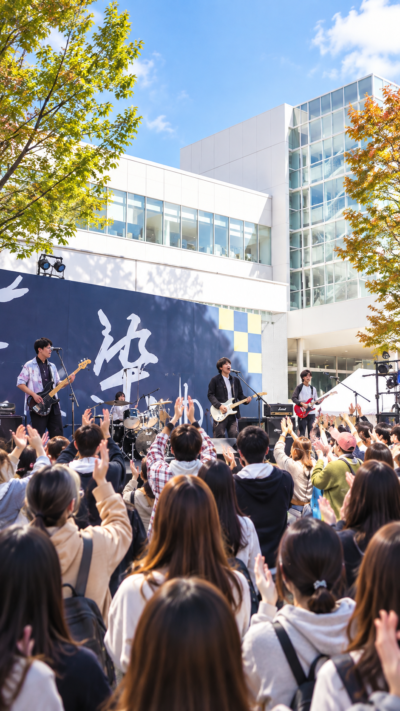 文教大学越谷キャンパスで開催される藍蓼祭2026の学園祭風景