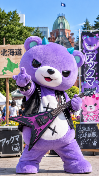 アックマとは？北海道のご当地キャラクター｜コアックマの双子の兄でギタリスト