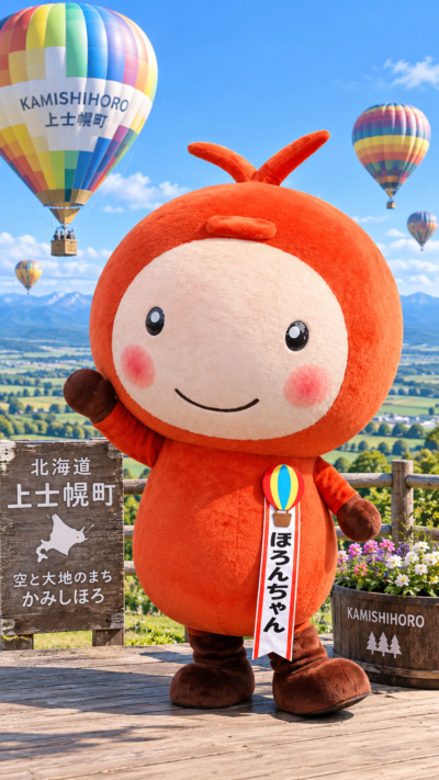北海道上士幌町の空と大地の妖精、熱気球の操縦が得意なご当地キャラクターほろんちゃん