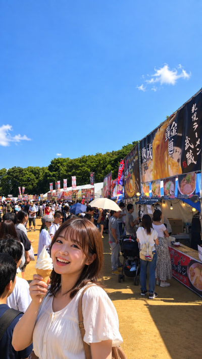 大阪府大阪市の大阪城公園・太陽の広場でテレビ大阪 YATAIフェス！が開催され、全国各地のグルメ屋台や飲食ブースに多くの来場者が集まる秋のフードイベント風景