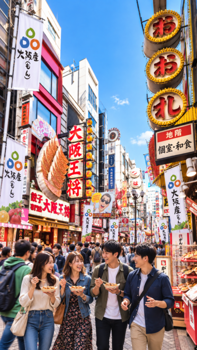 大阪市中央区のなんば広場となんさん通りでOSAKA FOOD JOURNEY The Originが開催され、大阪産(もん)のグルメや特産品を楽しむ多くの来場者で賑わう大阪の食イベント風景