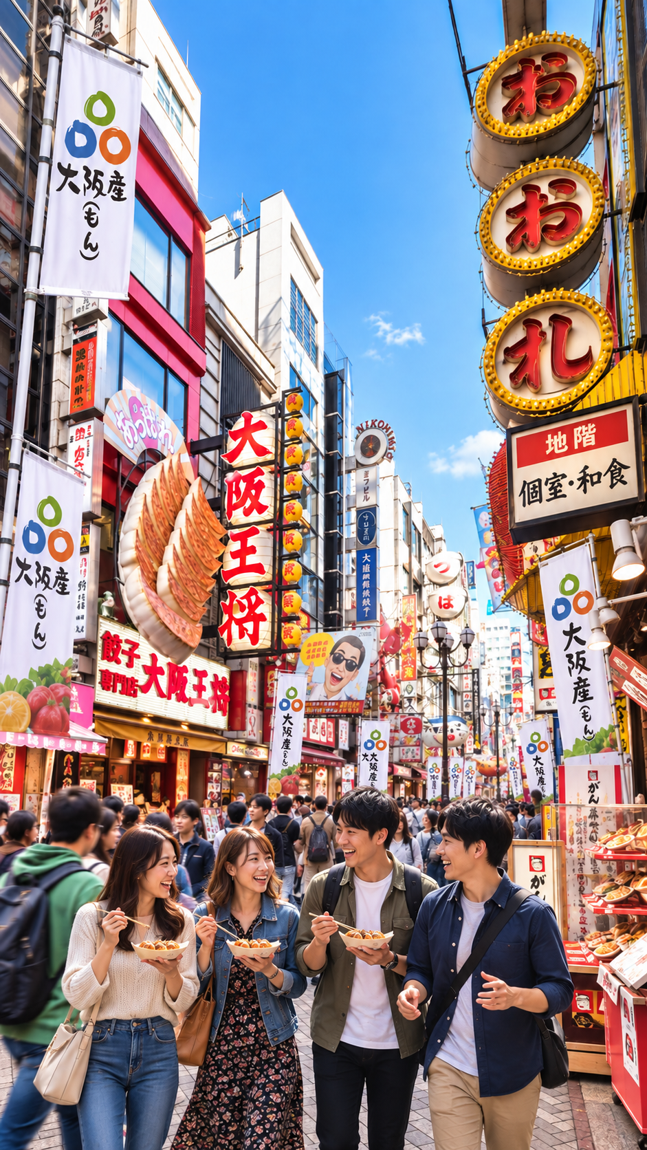 大阪市中央区のなんば広場となんさん通りでOSAKA FOOD JOURNEY The Originが開催され、大阪産(もん)のグルメや特産品を楽しむ多くの来場者で賑わう大阪の食イベント風景