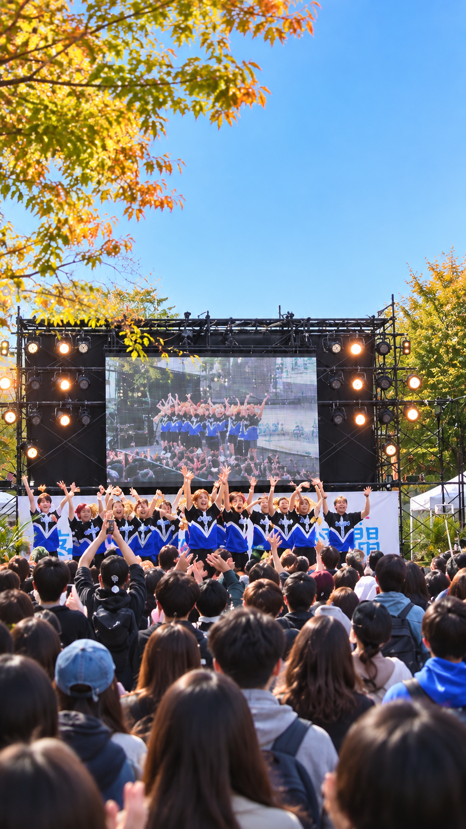 東京都杉並区の明治大学和泉キャンパスで明大祭2026が開催され、学生によるステージや展示、模擬店を楽しむ多くの来場者で賑わう大学祭の風景