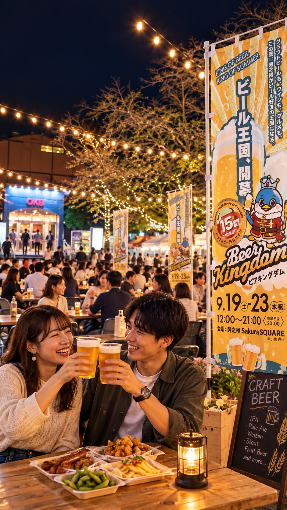 御殿場高原 時之栖のさくらSQUAREでクラフトビールやフードを楽しむBeer Kingdomの会場風景