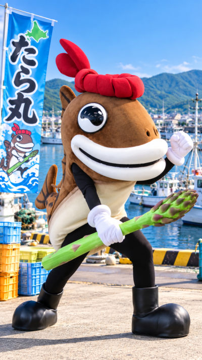 北海道岩内町のご当地キャラクター、スケトウダラをモチーフにしたたら丸