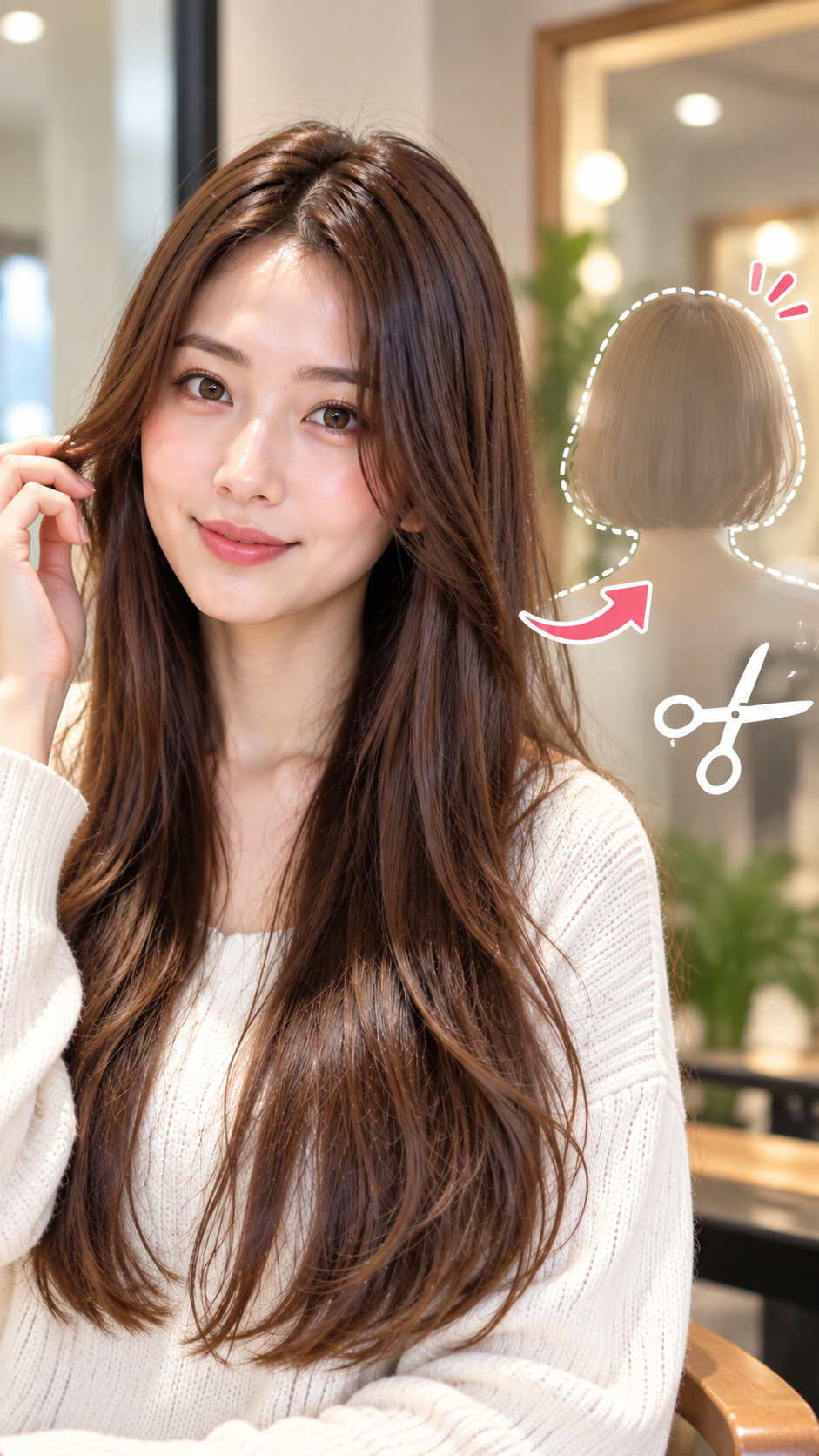 ロングヘアからショートボブへ大胆にイメージチェンジした女性