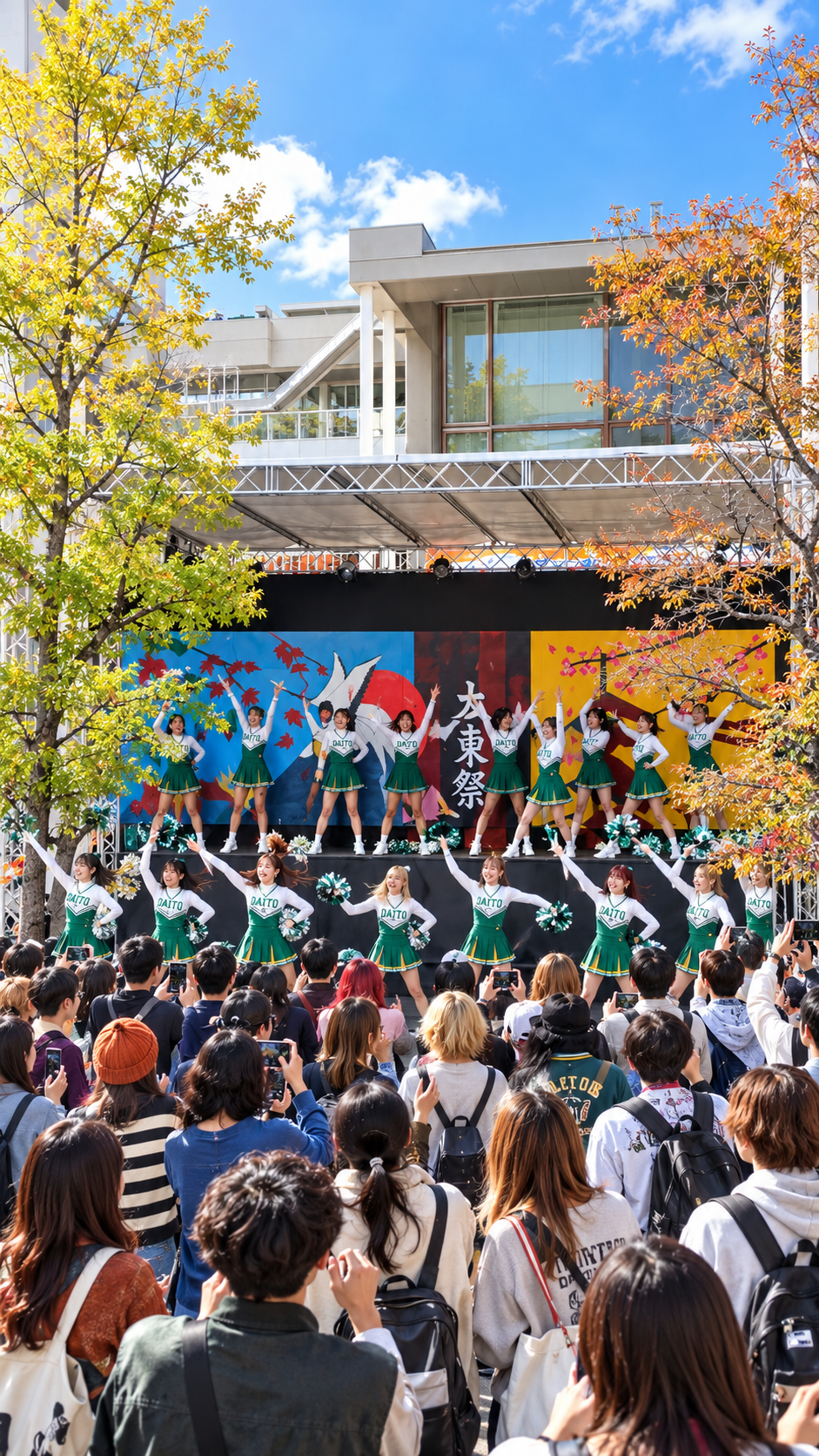 東京都板橋区の大東文化大学板橋キャンパスで大東祭が開催され、学生によるステージやさまざまな企画が行われ、多くの来場者で賑わう秋の大学祭の風景