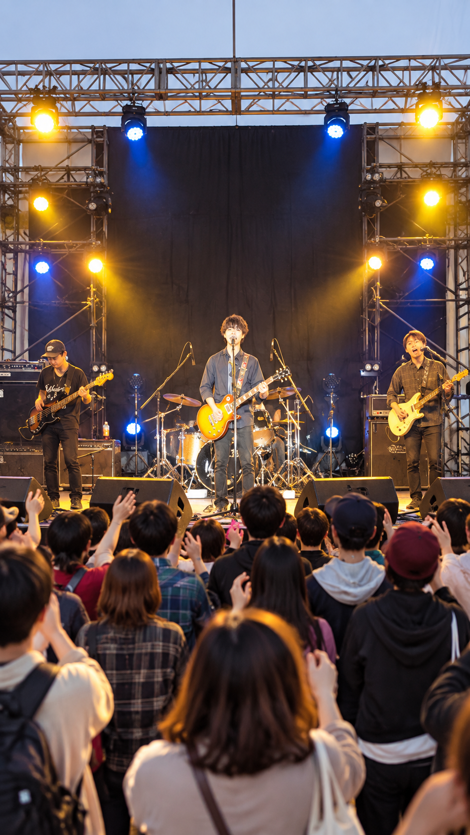 日本大学経済学部に学生によるステージや模擬店が並び多くの来場者で賑わう日本大学三崎祭の風景