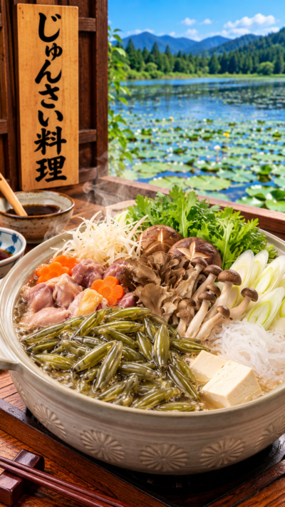 秋田県に伝わる郷土料理、つるりとした食感のじゅんさいを使ったじゅんさい料理