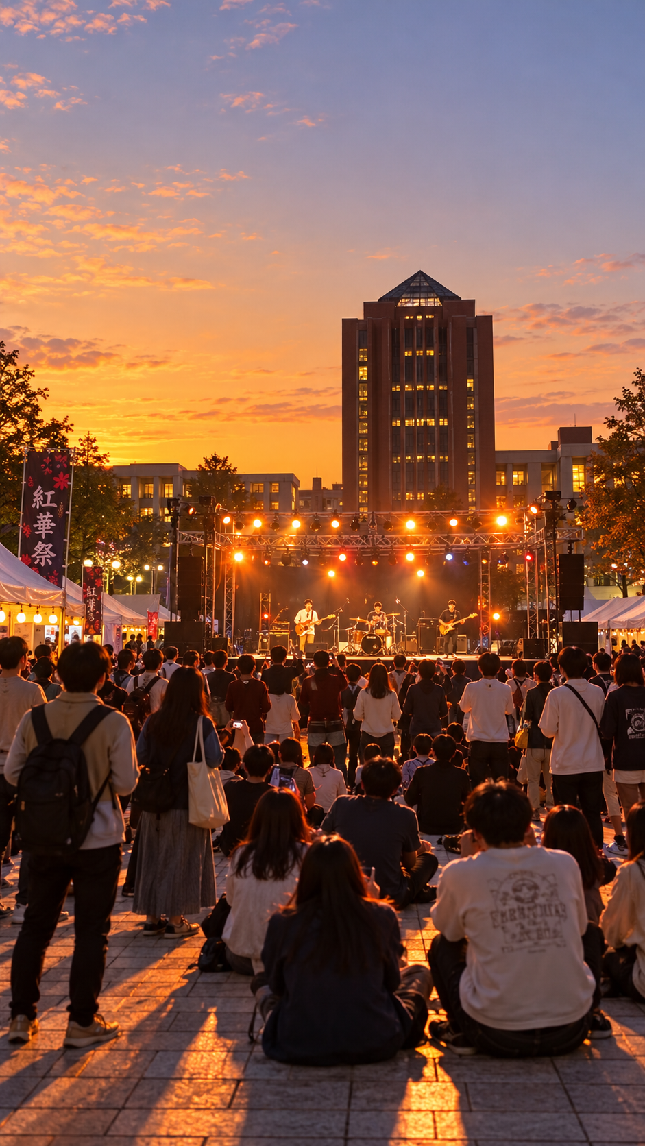 東京都八王子市の東京工科大学八王子キャンパスで紅華祭が開催され、学生による模擬店やステージ、音楽ライブ、研究展示などが行われ、多くの来場者で賑わう秋の大学祭の風景
