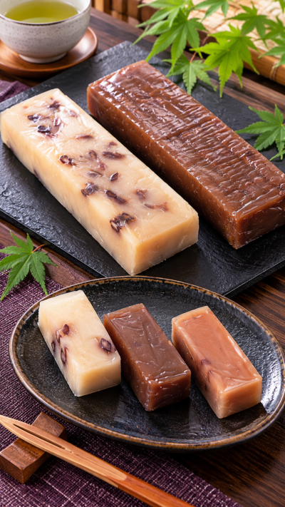 山形県に伝わる郷土菓子、米粉やもち米粉に砂糖やしょうゆなどを加えて蒸し上げたくじら餅
