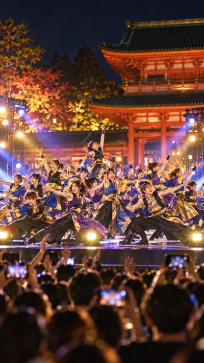 京都市の平安神宮前・岡崎プロムナード一帯で第24回京都学生祭典が開催され、学生による音楽やダンス、グルメ、さまざまな企画が行われ、多くの来場者で賑わう秋の学生イベントの風景