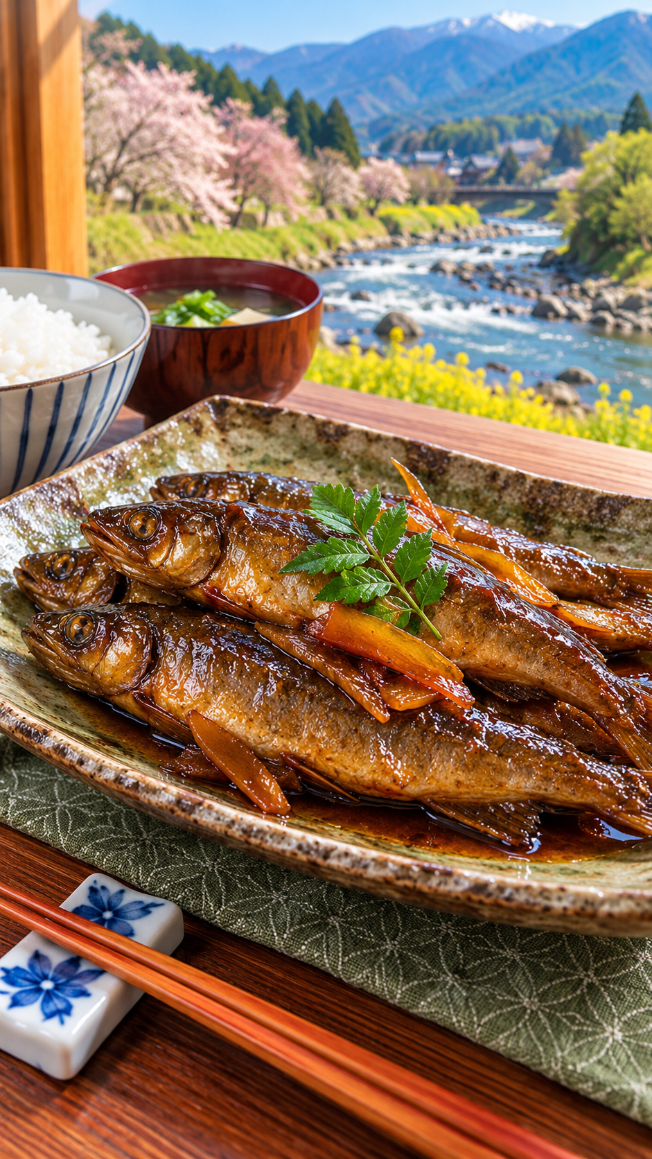 栃木県に伝わる郷土料理、春先に獲れたウグイを甘辛い煮汁で骨までやわらかく煮込んだあいその甘露煮