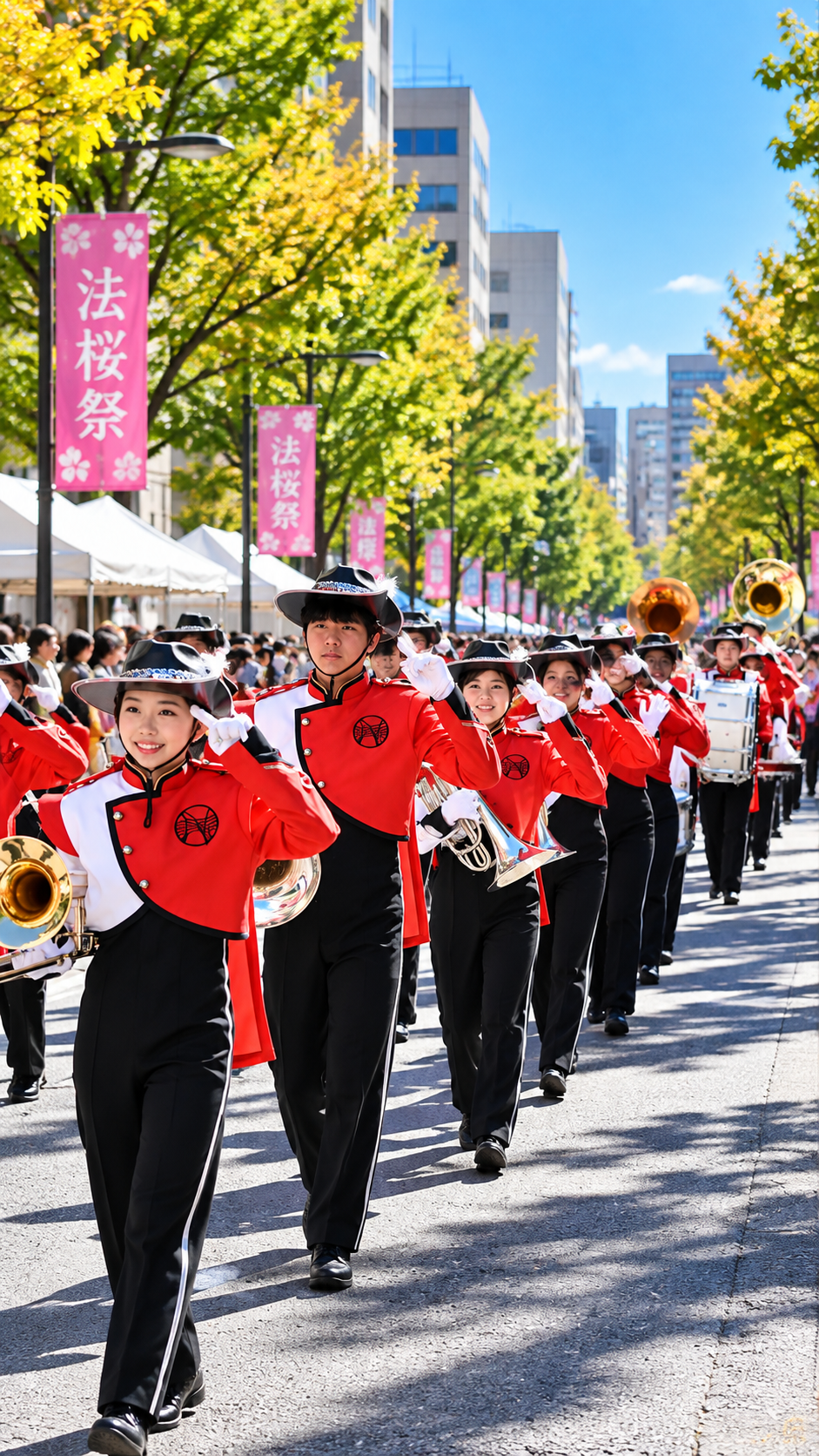 日本大学法学部に学生によるステージや大学祭の企画が並び多くの来場者で賑わう日本大学法桜祭の風景