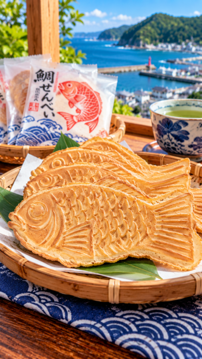 千葉県鴨川市を代表する郷土菓子、鯛をかたどった鯛せんべい