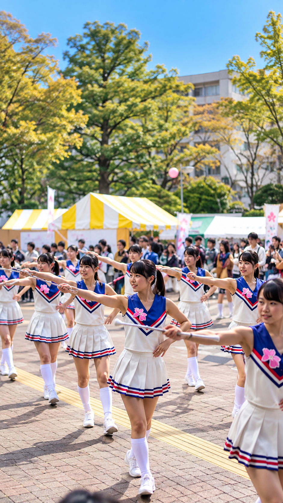 日本大学文理学部に学生によるステージや模擬店が並び多くの来場者で賑わう桜麗祭の風景