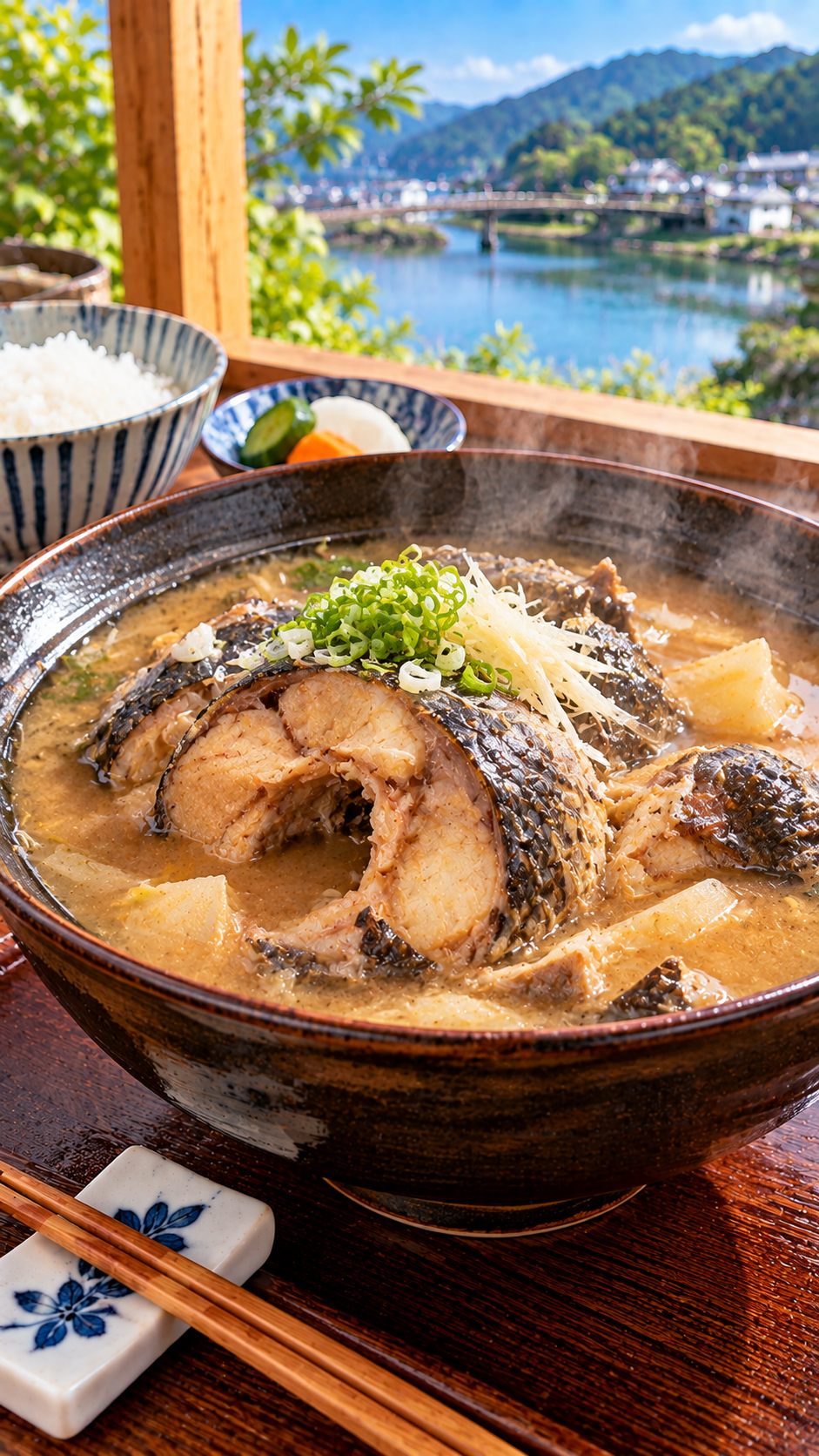 鯉を味噌仕立ての汁でじっくり煮込んだ昔ながらの郷土料理、鯉こく