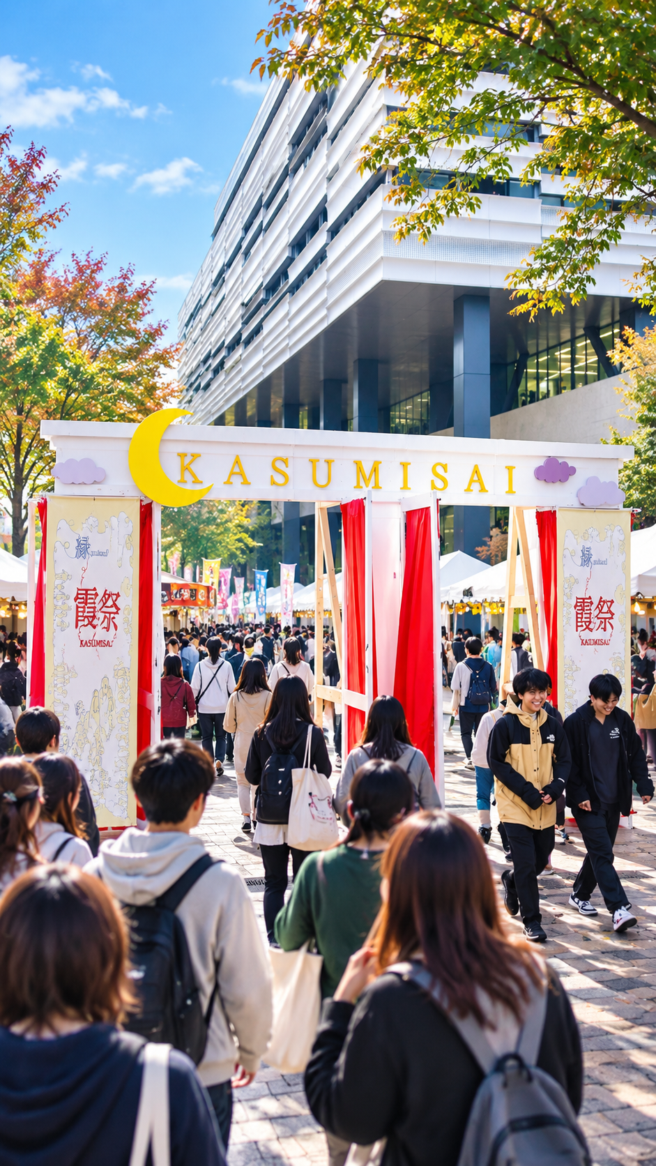 埼玉県朝霞市の東洋大学朝霞キャンパスで霞祭が開催され、学生による模擬店やステージ、子ども向け企画などを多くの来場者が楽しむ秋の大学祭の風景